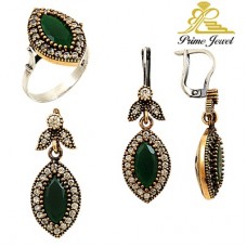 Gümüş Otantik Taşlı Set